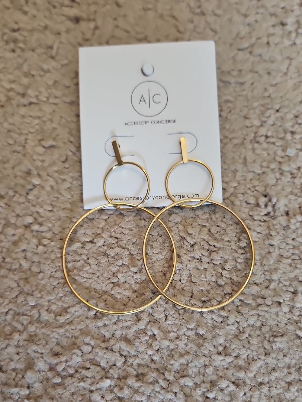 New Vici Gold Double Hoop Drop Earrings - Gold